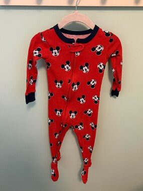 Carter’s Disney Red Mickey Mouse Zip-Front Footed One-Piece